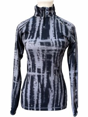 Under Armour ColdGear 1/4 Zip Running Top Thumbholes Grey Print - Small